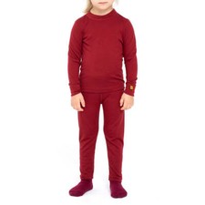 Merino Wool Kids Crew Sweatshirt  Thermal Unisex Baby Top Shirt 160 Cherry Red
