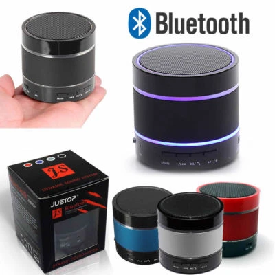 JUSTOP Bluetooth Wireless Speaker Mini Portable LED Extra Bass Loud MicroSD UK - Image 1 of 4