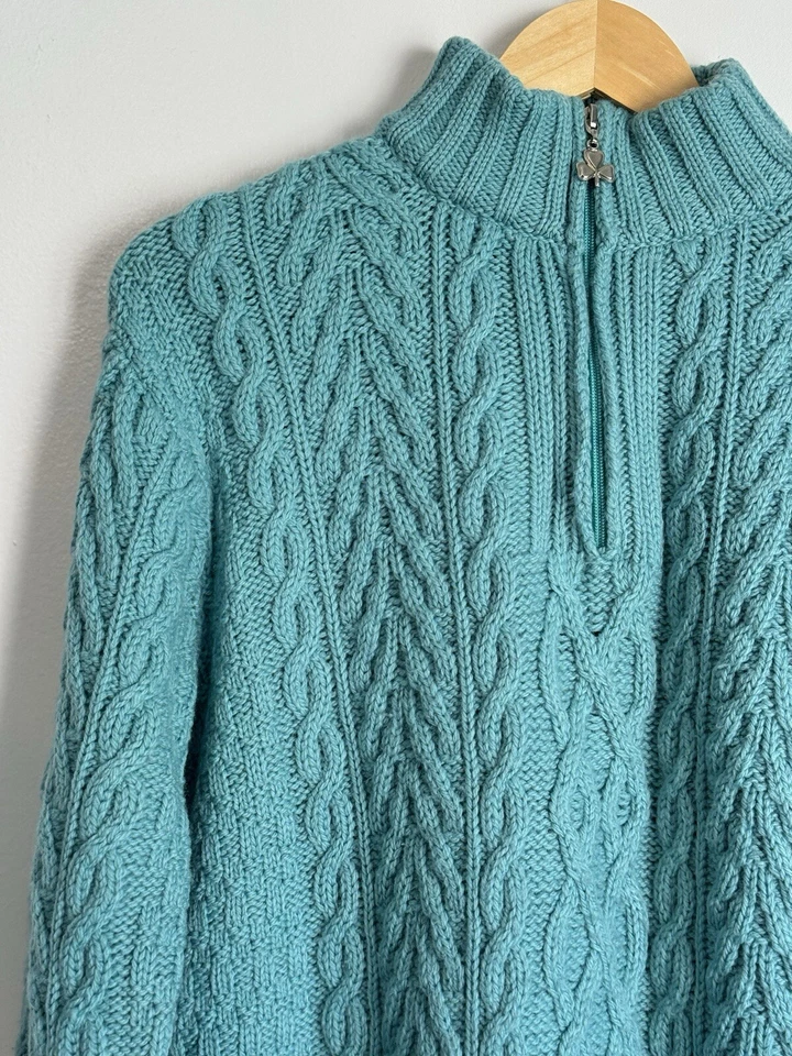 Suéter Aran Crafts Para Hombres Irlanda Lana Pescador Tejido con Cable Heritage Talla M Aqua Foto 4 de 4