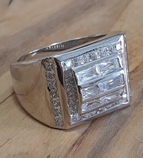 ANELLO ARGENTO 925 UOMO solitari  modello bulgari zirconi taglio brillante
