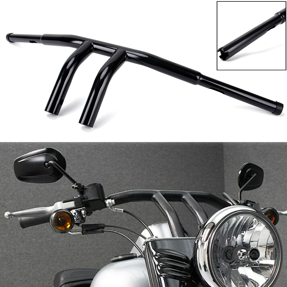1 Inch Drag Z-Bar Handlebar For Harley - 8-10.5 Inch Rise, Chrome/Black, Universal Fit