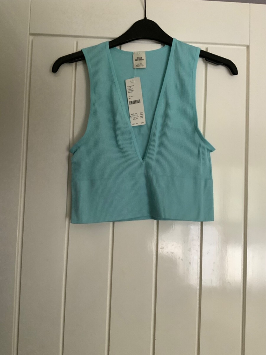 Urban Outfitters Josie Ribbed V-Neck Vest XL Crop Sleeveless bra