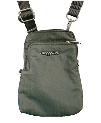8  x 5  Baggallini Charcoal Gray Crossbody Phone Wallet Bag Securtex Anti-Theft