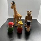 VINTAGE FISHER-PRICE LITTLE PEOPLE FIGUREs.  Clown Girl Giraffe Bear Ring Leader