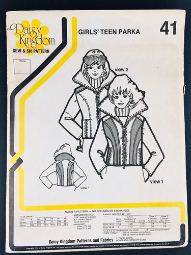 VTG 1976 DAISY KINGDOM #41 SKI PARKA TEEN GIRLS SZ 8 - 18 PATTERN FF UNCUT - Picture 2 of 4