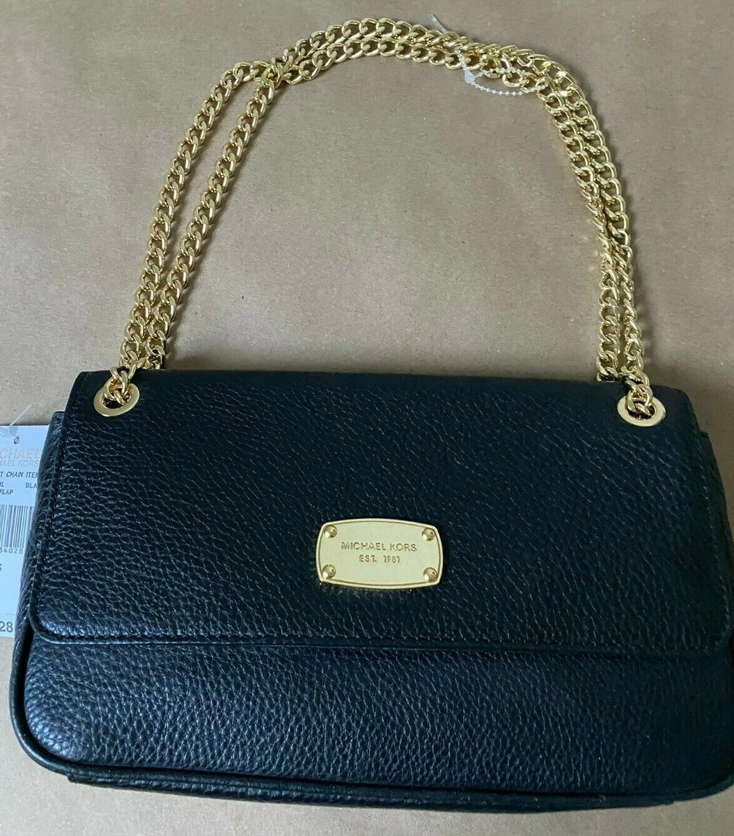 Michael Kors Jet Set Chain Leather Small Shoulder Flap Bag, Black NWT