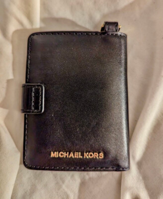 Michael Kors Damen Schlüsselanhänger Schwarz-Gold Leder NEU