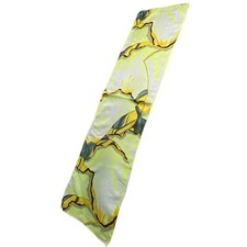 Vintage Abstract Satin Scarf Rectangle Lightweight White Yellow Boho Oblong