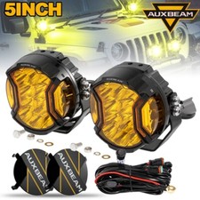 Auxbeam 5 Led Work Lights Pods For Jeep Chevy Yellow Offroad Driving Fog Lamps