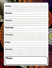 Magnetic Dry Erase Calendar - White Board Planner - Fractal 3/020