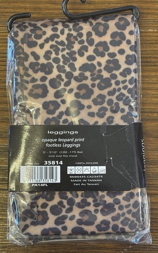 (2) Pairs MUSIC LEGS HOSIERY Opaque Leopard Print Footless Tights OSFM - Picture 3 of 5