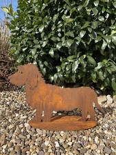 Hund BASTI Rauhaardackel Edelrost Skulptur Rost Deko Figur Hündchen 70 cm  * S