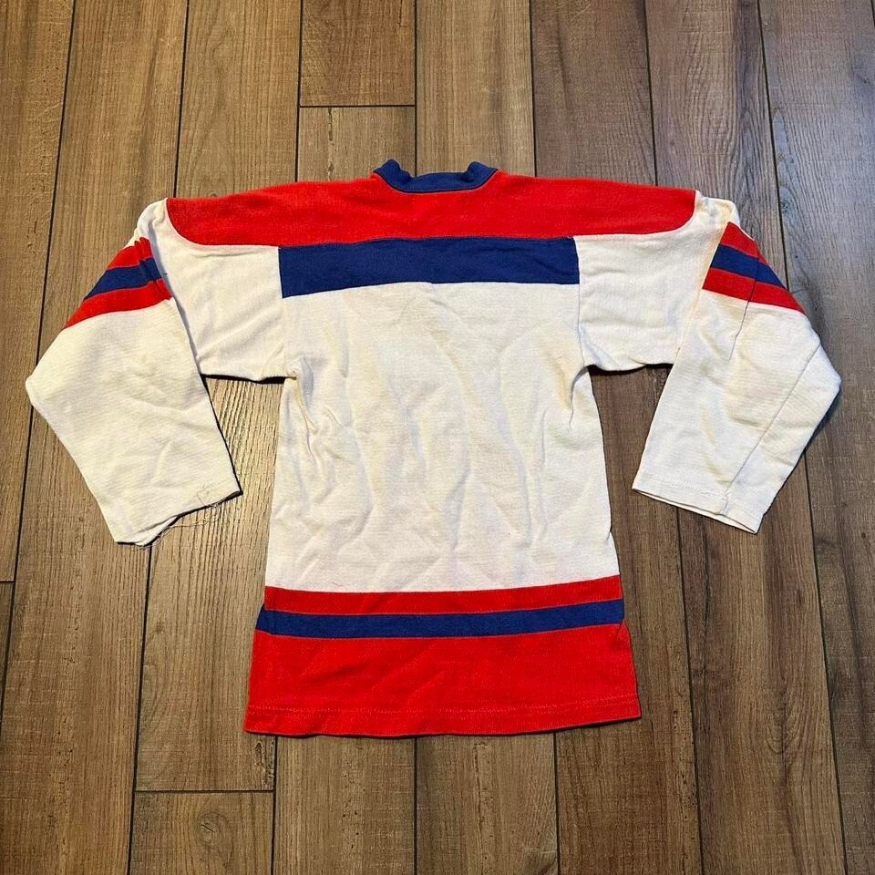 Vintage 60s Hockey Jersey Youth Size Medium Athletic Knit Durene
