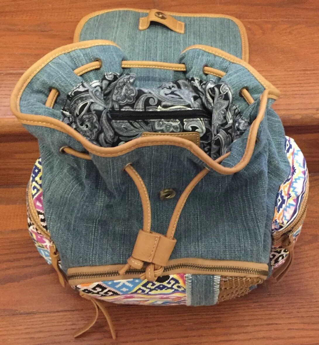 ANNA NOVA Large Boho Patchwork Denim Backpack Pur… - image 12