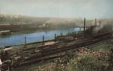 Pittsburgh PA J&L Jones Laughlin Steel Mill Air Pollution 1950s Vtg Postcard F42