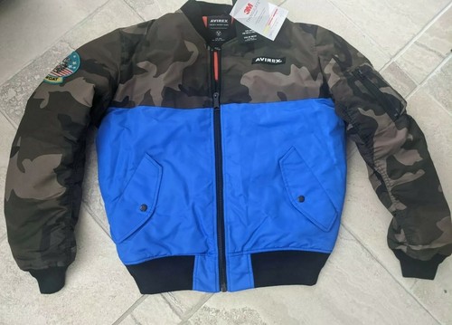 Avirex MA-1 Bomber Jacket 3M Insulated Snow Camo Digital Blue Size L Mens