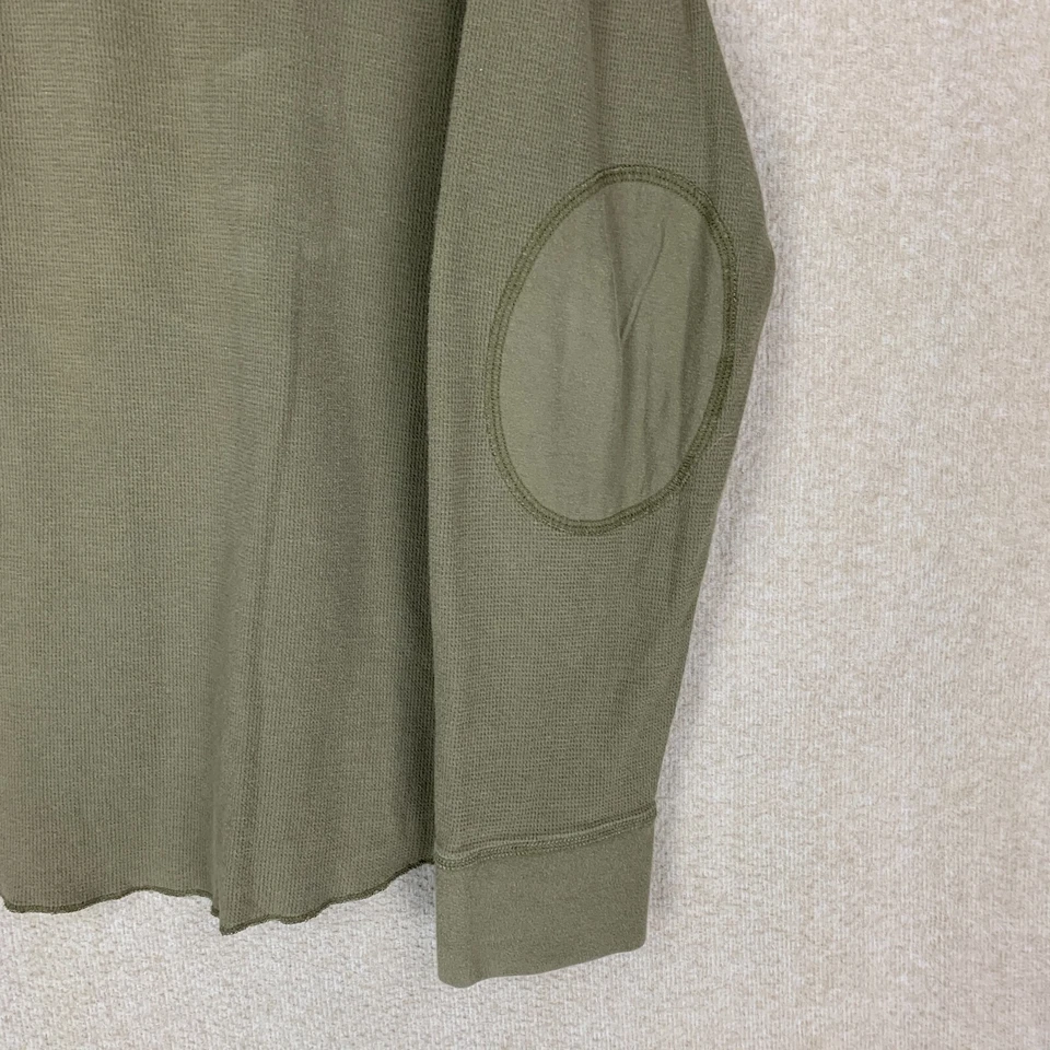 Camisa Vince Henley Talla XL Para Hombre Verde Manga Larga Algodón Botones Codo Parche Foto 2 de 4