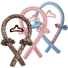 Heatless Curling Rod Headband No Heat Silky Ribbon Rod Roller Curls Clip
