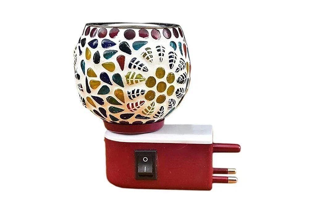 Electric Ceramic Kapoor Dani Aroma Oil Burner Cum Night Lamp with Switch Design