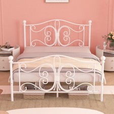 Twin/Full/Queen Size Bed Frame with Metal Headboard  Footboard