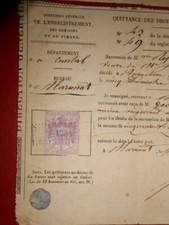 ancienne quittance des droits de succession timbre fiscal 20c x2