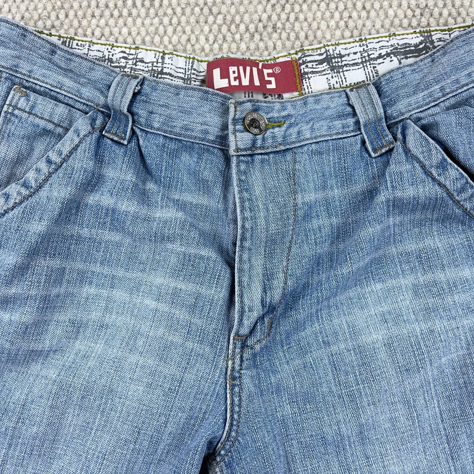 Pantalones Cortos Levis Vintage Niños 18 Carpintero Pantalones Cortos Sueltos Patín Y2K Cintura 30" Foto 3 de 4