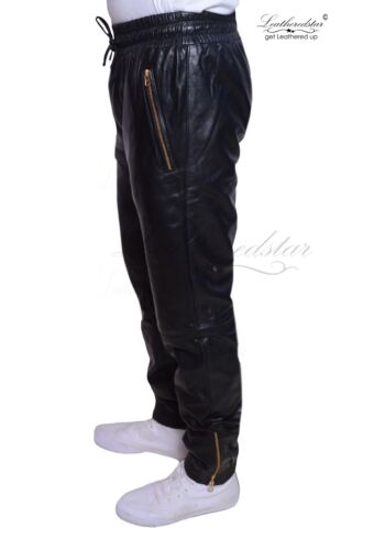 Czarne skórzane spodnie dresowe dresowe spodnie dresowe jogging bieganie wygodne noszenie - Zdjęcie 1 z 8