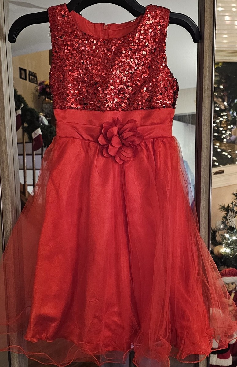 red sparkle christmas dress Girls Size 10 Sequin Red Bow Holiday size_name:Small How to Make a Stylish barefoot leather boots with zero drop Midi dress The Scarlett Shimmer Christmas