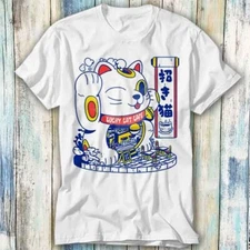 Maneki Neko Lucky Cat Fortune Happiness Wealth T Shirt Meme Gift Tee Unisex 860