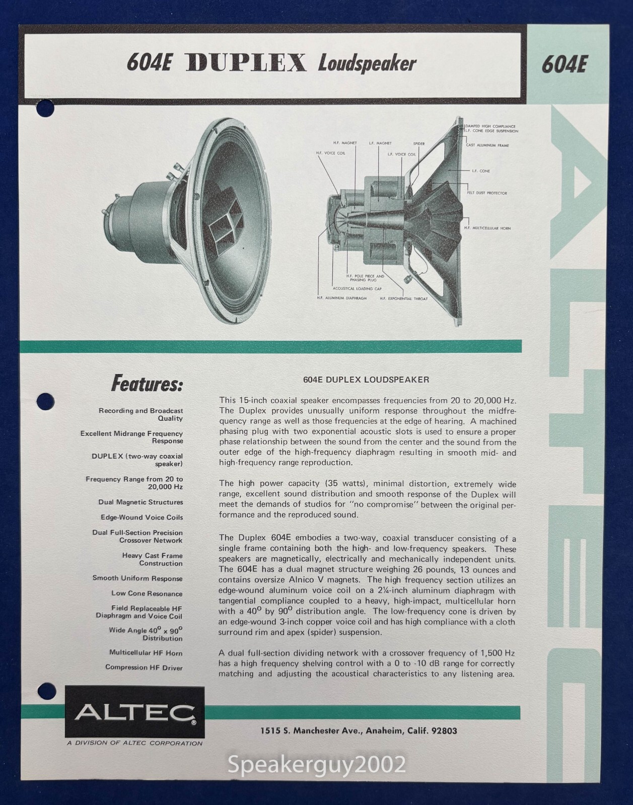 Altec 604E vintage audio equipment - eBay listing photo 2