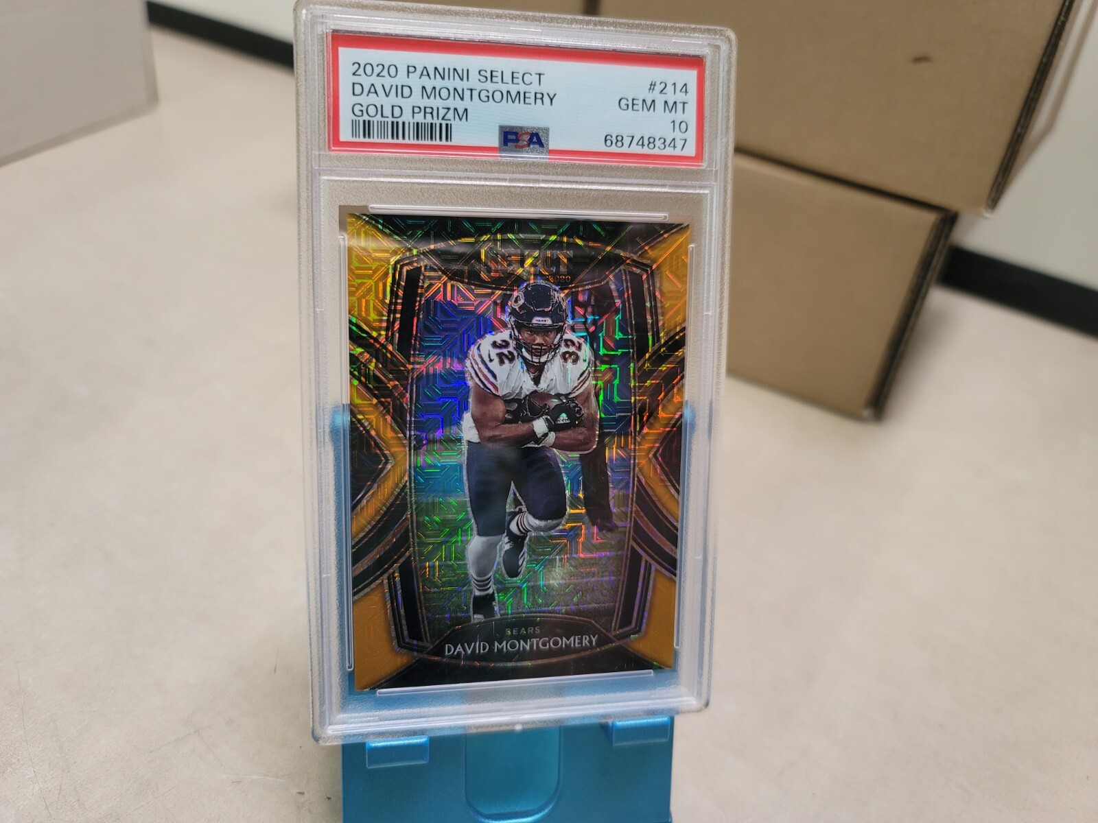 2020 David Montgomery Panini Select Football Club Level Prizm Gold # /10 PSA 10