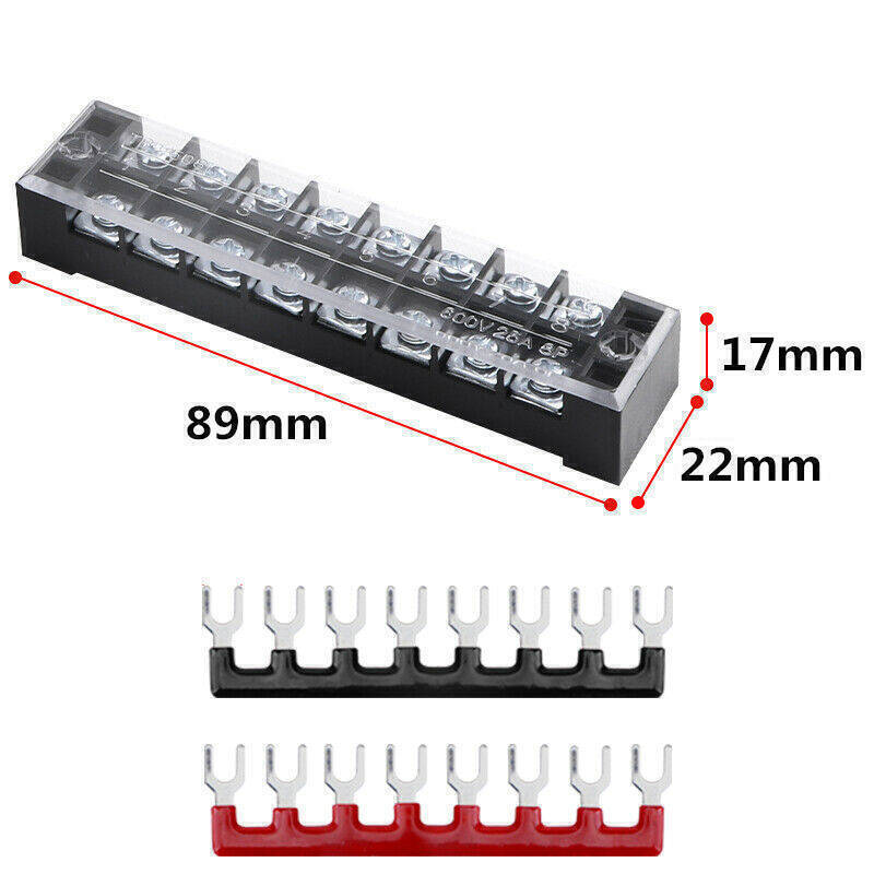 US Dual Row 8-12 Positions 600V 15A Screw Terminal Block Terminal Barrier Strip