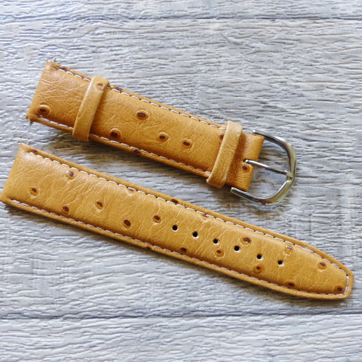 Bracelet De Montre En Cuir Véritable Veau - Largeur 20 Mm - Marron Avec Boucle Dorée - NEUF Sans étiquette