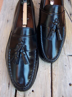 Mocassins Homme Allen Edmonds à Pompons Et Wingtip - Taille 13 US - Cuir Noir - Occasion