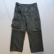 Boy Scouts Of America Pants Men 36x26 Green Canvas Convertible Zip Off Cargo