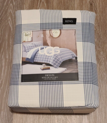 UGG Devon 3-Piece King Duvet Cover Set in Tahoe Blue Plaid