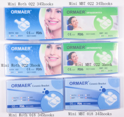 Dental ORMAER Ceramic Brackets 3M Style Mini Roth MBT 022/018'' Slot 20pcs/Set