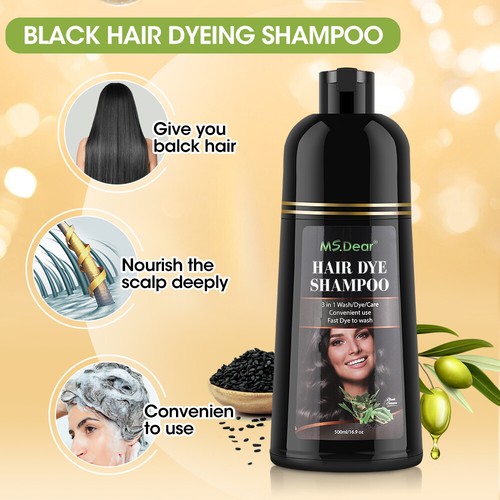 Black/Brown Hair Dye Shampoo Natural Permanent Instant Dye Hair Color Shampoo - Picture 64 of 64