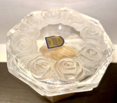 Da Vinci Crystal I Jewelry Dish With Itched Roses New Italy