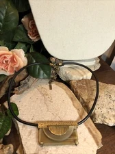 13. SILPADA KR Brass tone ECLIPSE Black Leather Cord Necklace 18"+ 1 3/4"