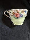 AYNSLEY RARE GREEN CUP SAUCER WITH FLORAL BORDERS ENGLAND BONE CHINA — photo 5