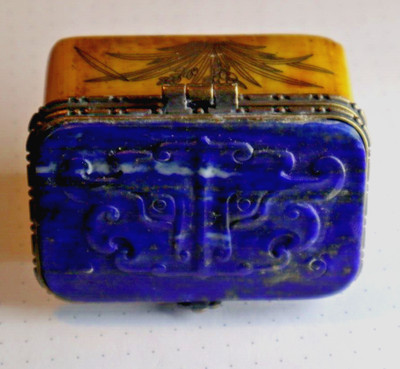Lapis Lazuli / Lapislazuli + Bein Dose für Ihr Kleinod - Schatz Schmuck Kästchen