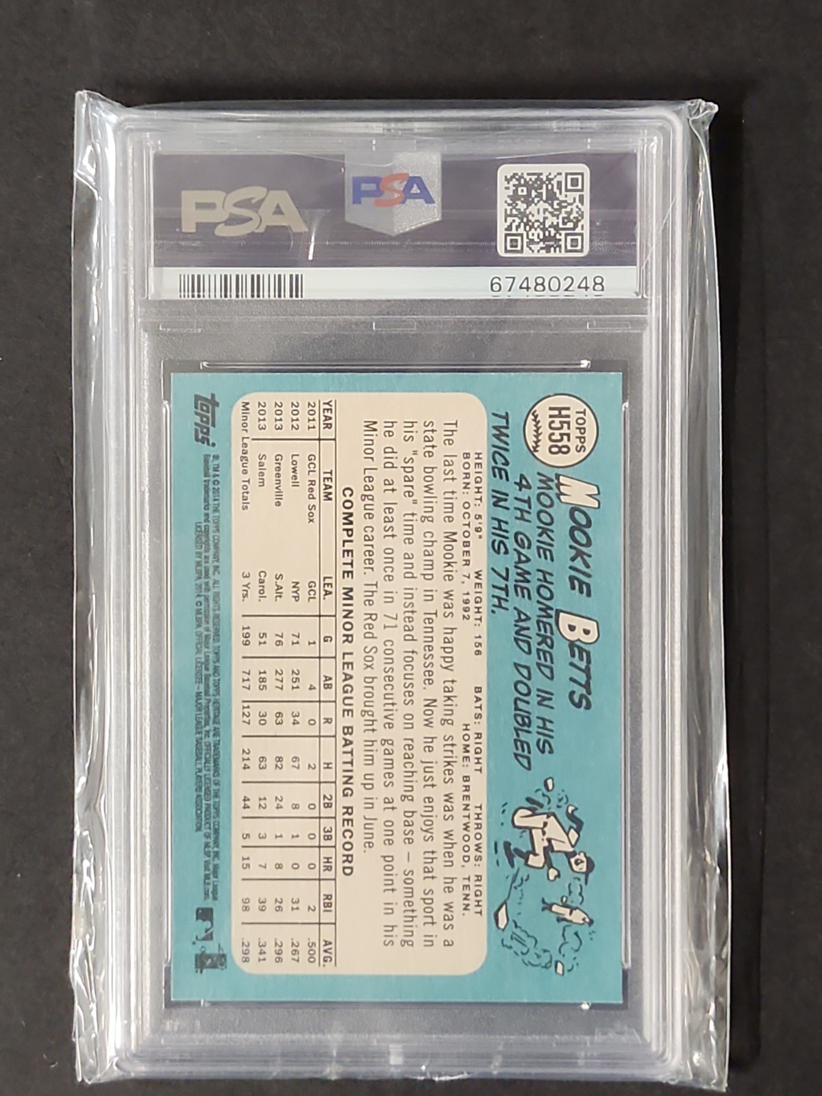 2014 Topps Heritage High Number - Mookie Betts #H558 (RC) PSA9  view 2