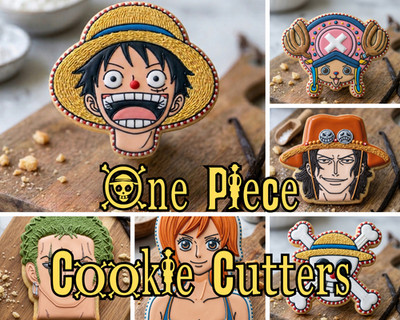 One Piece Anime Cookie Cutter Set Luffy Zoro Nami Chopper Ace Hat 3D Print Baker