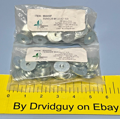 2 Bags of 100 4B Components Limited M4000F Fender Washers; 1/4