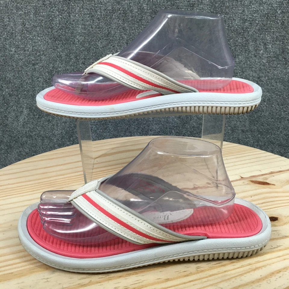 Bass Sandals Womens 10 M Cora Casual Slip On Comfort Flip Flops White Pink - Image 2 of 4
