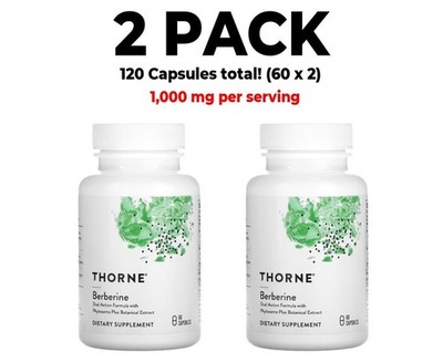 Thorne, Berberine, 2 PACK, 1,000 mg per serving (500 mg per cap), 60 Capsules