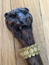wooden walking stick hand carved Lion wooden walking cane