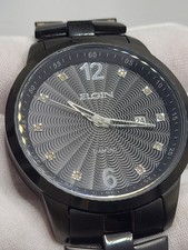 Orologio 46MM [NUOVO] 2010 Uomo Elgin Lusso Colore Nero/Grigio Vestito Acciaio 