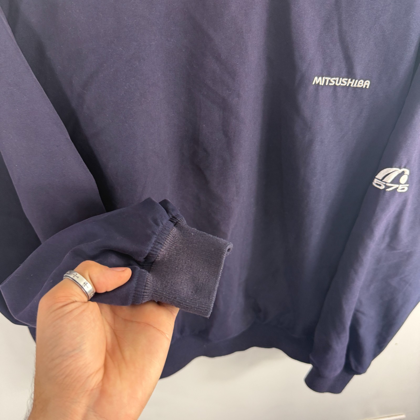 VTG 575 Mitsushiba 2000's Y2K Navy Shell Size Medium Golf Training Sweatshirt image 6